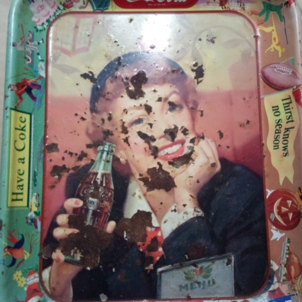 Vintage 1950s coke tray, fair condition,70 years